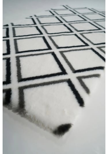 Prizma Halı Marble Peluş Halı Kare Desenli Düz Kesim