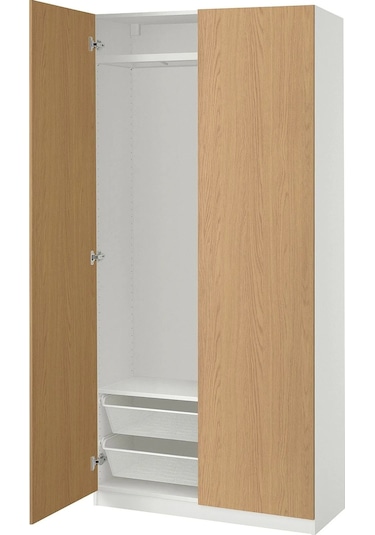 Ikea Beyaz Fonksiyonel Kapaklı Gardırop 100x38x201 Cm