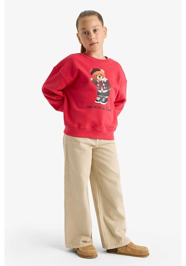 Defacto Mercan Kız Çocuk Sweatshirt E7841a8/rd351 Mercan