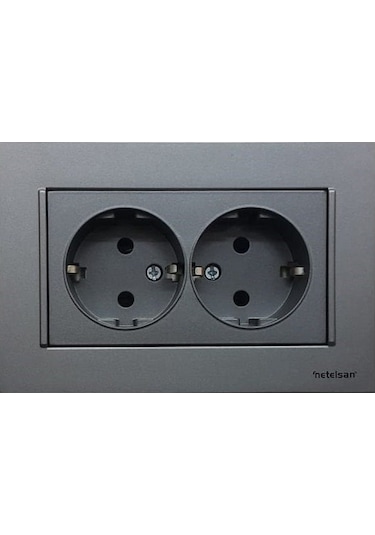 Netelsan Byobu Füme İkili Topraklı Priz Çerçeveli