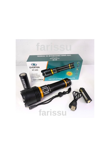 Rt-453 50w 1000 Lumen 4800 Mah 1-1,5 Km Menzilli Sarjli El Feneri Siyah