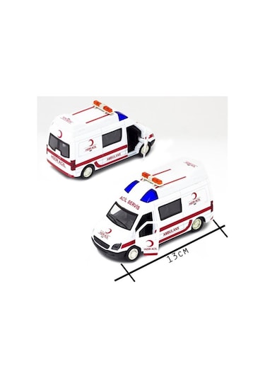 Işıklı Sesli Metal Ambulans Çek Bırak Özellikli 1 32