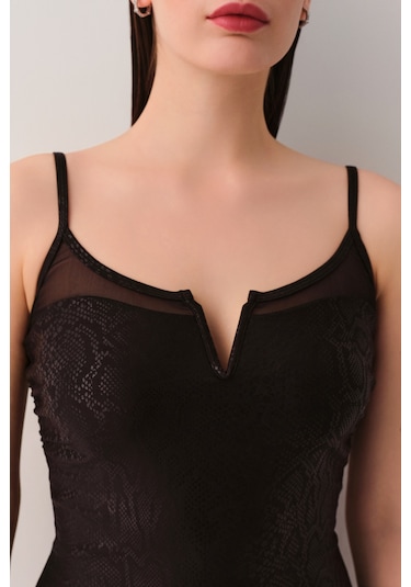 Suwen Sirius Tül Detaylı Mayo Sb25760012012 Siyah