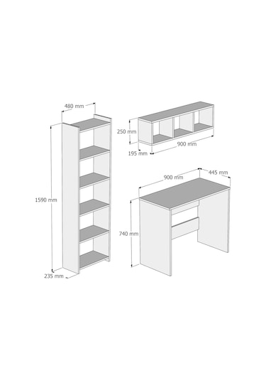 Tanmob Çalışma Masası Raflı Kitaplıklı Çam - Clm0302