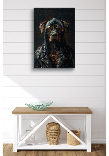 Gangsta Siyah Köpek Yağlı Kanvas Tablo