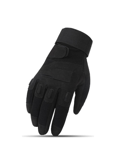 Taktik Tam Parmak Dokunmatik Eldiven-motosiklet-bisiklet-spor-outdoor-eldiven L-siyah