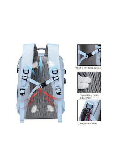 Cordial Kadınlar İçin Siyah Moda Çok Fonksiyonlu 15.6 İnç Dizüstü Bilgisayar Ve Ayakkabı Bölmeli Seyahat Sırt Çantası Siyah