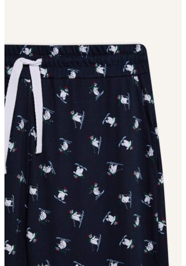 Defacto Yılbaşı Temalı Esnek Bellli Bağcıklı Cepli Pijama Altı D8224ax24wnnv135 Lacivert