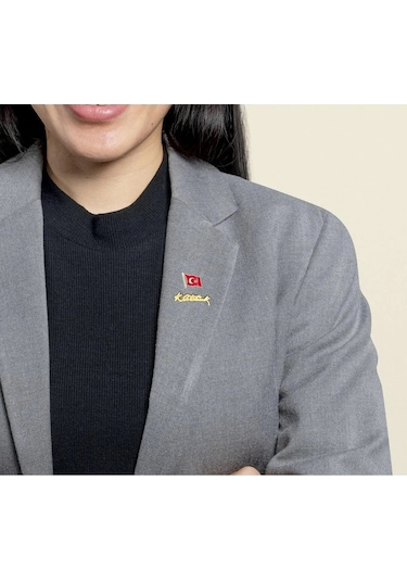 Atatürk İmzalı Ve Bayraklı Yaka Rozeti Seti Çift İkili Çok Renkli