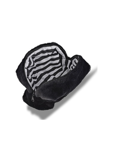 Siyah Peluş Organizer Makyaj Çantası-450