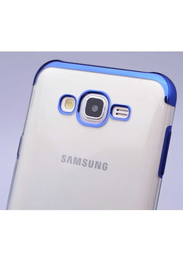 Galaxy J7 Kılıf İnce Köşeleri Renkli Şeffaf Silikon