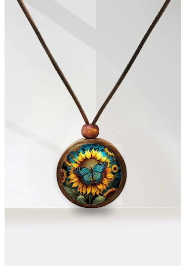 Kelebek Ahşap Kolye Çok renkli