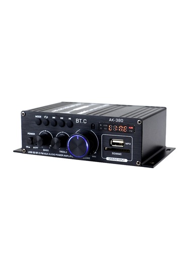 Aubyhe Ak380 Bluetooth Ev Ve Araç İçin Mini Ses Yükseltici, 40w+40w Güç, Uzaktan Kumandalı, Alüminyum Gövde