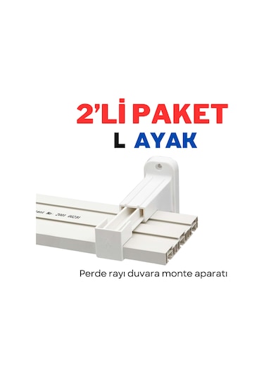 Fırat Perde Rayı Korniş L Ayak Duvara Montaj Askı Aparatı 2 Adet