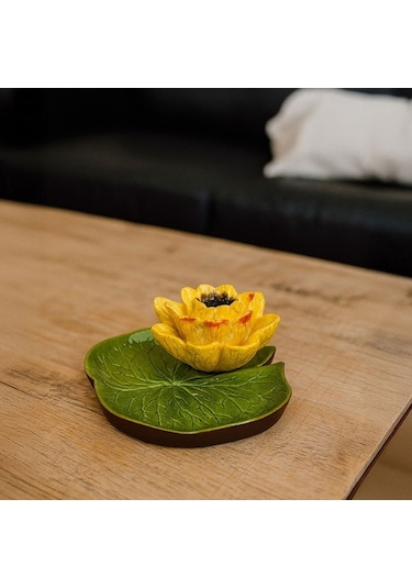 Evidea Deco Lotus Dekoratif Tabak - Sarı - 12 Cm