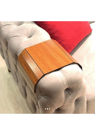 Katlanabilir Portatif Koltuk Yan Sehpa Koltuk Tepsisi Kolçak Sehpa - Ceviz Rengi