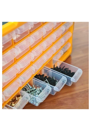 Asrın Super Bag Monoblok Çekmeceli Vida Boncuk Kutusu Organizer 26 Çekmece Vida Hobi Takım Çantası Sarı Asr6004 Monoblok