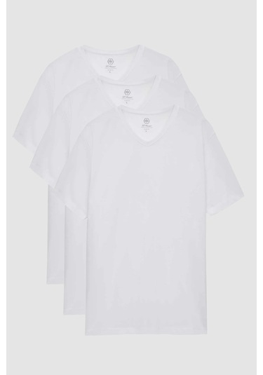 Ds Damat Slim Fit Beyaz 3'lü Set V Yaka T-shirt 4hc14ortbn55m Beyaz