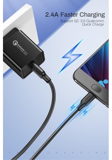 Ugreen 2.4A Micro USB Data ve Hızlı Şarj Kablosu 1 M Beyaz
