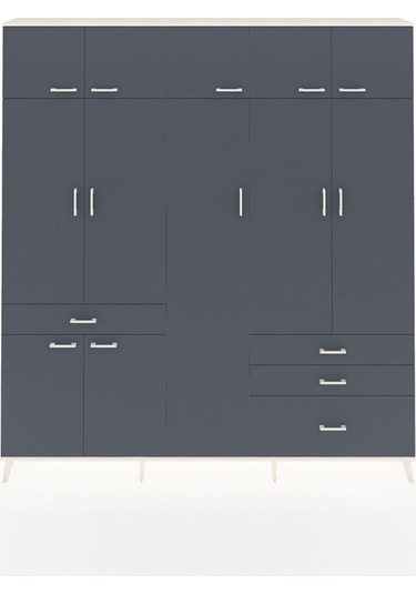 Arges Dolap 11 Raflı 4 Çekmeceli 2 Askılı 220x30x243 Aytaşı-antrasit/antrasit Antrasıt/antrasıt