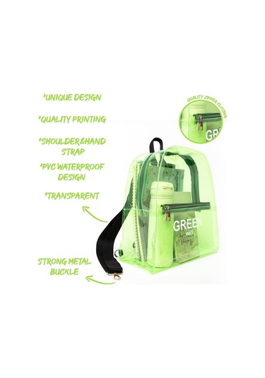 Renkli Şeffaf Sırt Çantası Yeşil