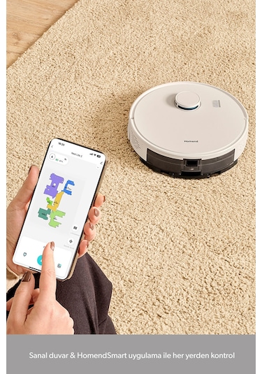 Homend Alex Laser 1291H Moplu ve Haritalamalı Akıllı 5 Kpa Robot Süpürge Beyaz