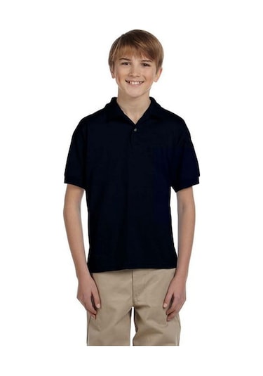 Tezzgelsin Erkek Çocuk Polo Yaka Kısa Kol Okul T-shirt Siyah