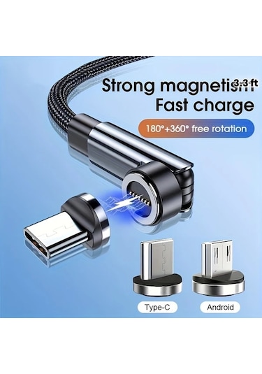 Willowhaven 540 Derece Dönebilir Manyetik Usb C Şarj Kablosu Kırmızı 2 Metre Hızlı Şarj