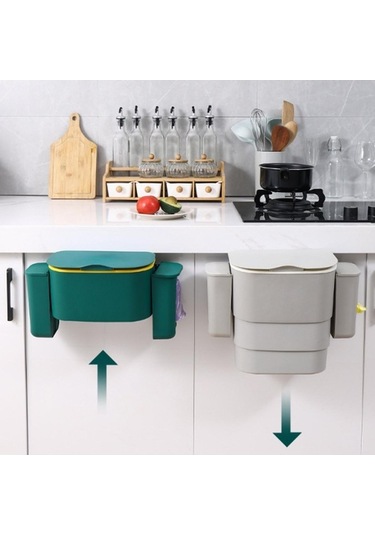 Novahub Gri 9l/2.4gal Duvara Monte Mutfak Çöp Tenekesi Kapaklı Katlanabilir Çöp Kutusu Dolabı Kapı Asılı Kompost Kovası Mutfak Banyo İçin B Gri Gri