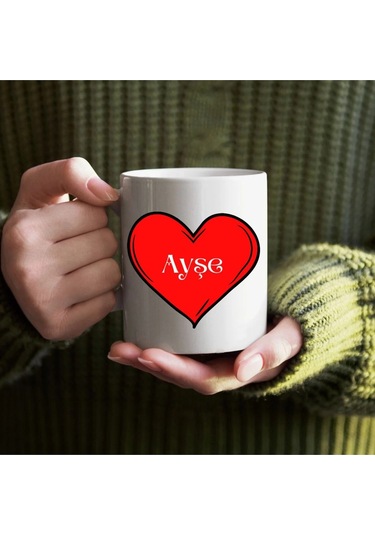 Kişiye Özel Kalpli İsim Yazılı Bardak - İsimli Bardak
