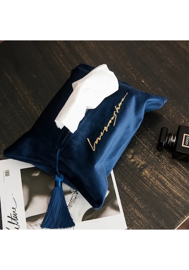 Mavi Mendil Kutusu, Tuvalet Kağıdı Kutusu, Peçetelik, Kadife Vintage Ve Zarif Ev Ve Araç Tuvalet Kağıdı Dispenseri