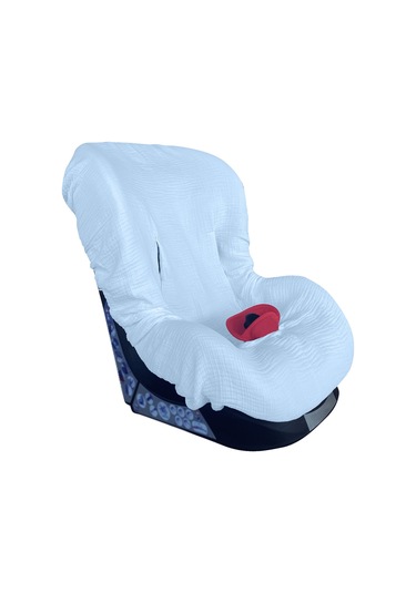 4katlı Müslin Bebek Oto Koltuk Kılıfı Lastikli %100pamuk Mavi