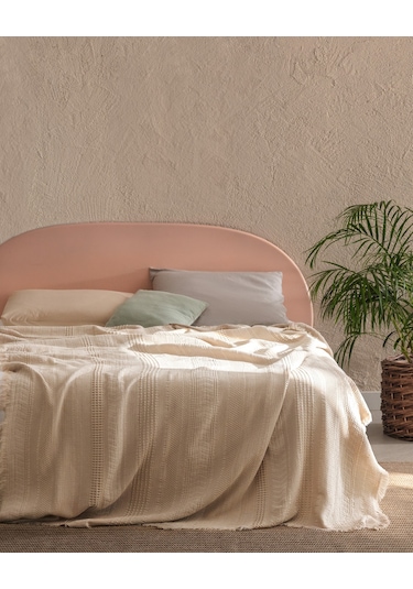 Madame Coco Lucille Tek Kişilik Yatak Örtüsü 8684427016701 Ekru