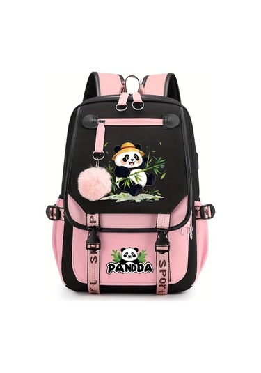 Dream011 Moda Yaratıcı Pembe Panda Desenli Tip A Sırt Çantası Büyük Kapasiteli Ayarlanabilir Askılı Günlük Kullanım İş Ve Seyahat İçin İdeal Pembe