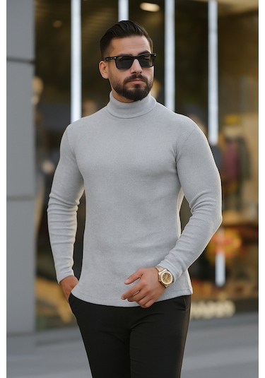 Ribac Boğazlı Balıkçı Triko Erkek Kazak 5'li Paket - İndigo-Gri-Bej-Haki-Bordo Çok Renkli