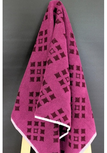 50x100 Rug İplik Boyalı Jakarlı %100 Pamuk Bukle El Yüz Baş Havlu Mor