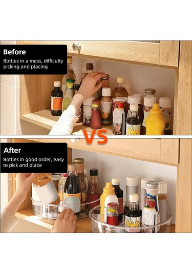 Reedark 360 Dönen Çıkarılabilir Bölmeli Şeffaf Döner Organizatör - Mutfak, Banyo, Dolap Düzenleyici Şeffaf