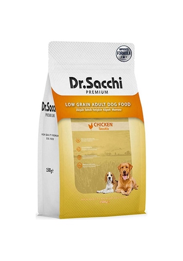 Dr. Sacchi Premium Tavuklu Düşük Tahıllı Yetişkin Köpek Maması 1500 G