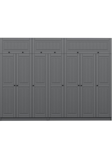 Kale 7 Kapaklı 4 İç Çekmeceli Dolap Ve Yüklük Antrasit Mebran İlkbahar 255cm Antrasit