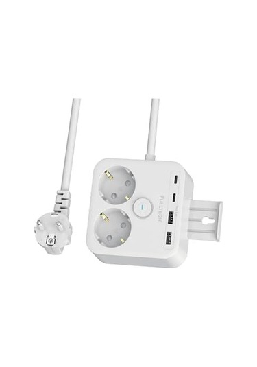 Akım Korumalı 2'li Priz, Çocuk Korumalı Ve Isıya Dayanıklı Yapı, 2x Usb 2x Usb A Girişli Tasarruflu Adaptör, 2 Metre Uzatma Kablosu 1