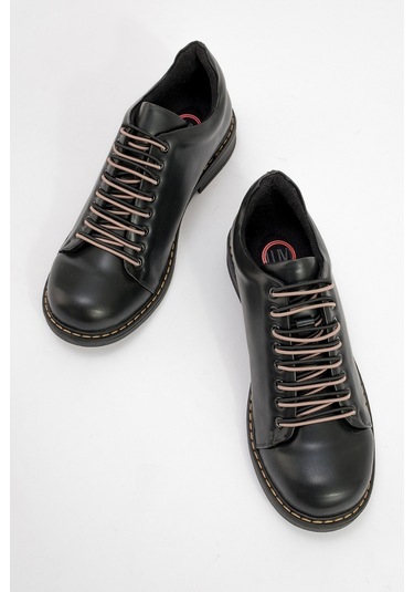 Festy Siyah Lastik Bağcıklı Kadın Günlük Ayakkabı Siyah