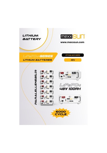 Mexxsun - İnges 48 Volt 100 Amper Lityum Akü - 4.8 Kwh Lifepo4 Batarya