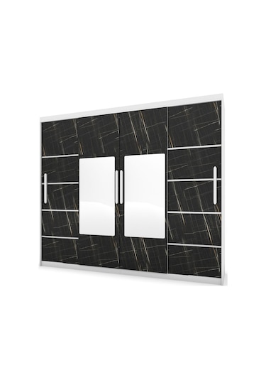 Sürgülü Gardırop Dört Kapaklı Aynalı 400/230 Parlak Beyaz Sonata Rengi