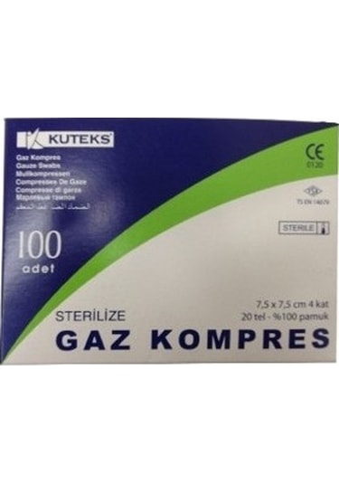 Kuteks Steril Gaz Kompres 7.5 x 7.5 CM 100'lü