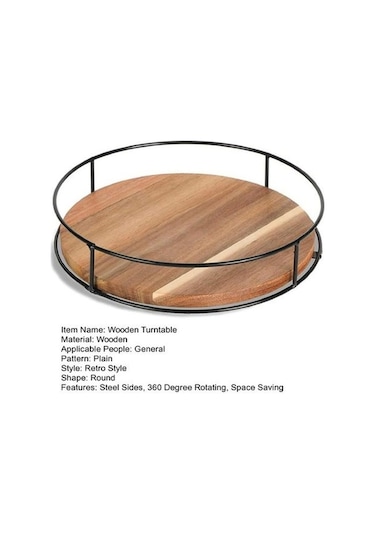 Novahub Çelik Kapağı 9 Ahşap Tembel Susan Pikap, 360 Dönme Kiler Mutfak Dolabı, Yemek Masası Organizatör -