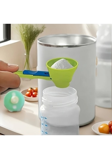 Trendooze Blue 2si1 Protein Ölçeği Mavi Renk Mutfak Gadgetı Kayar Huni Ev Dekorasyonu Mavi