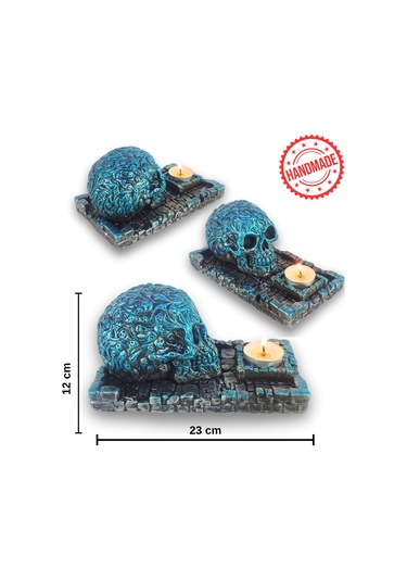Kuru Kafa Büyük Çubuk Tütsülük Ve Tealight Mavi