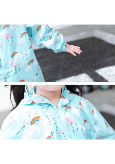 Karikatür Çocuk Suya Dayanıklı Yağmurluk Mavi