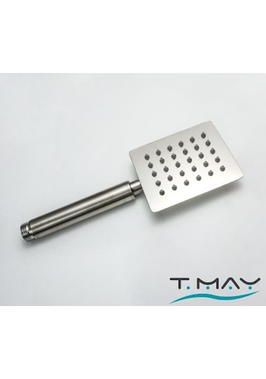 T-May Sart Dikdörtgen El Duş Seti Başlığı Tasarruflu Paslanmaz Ma Krom
