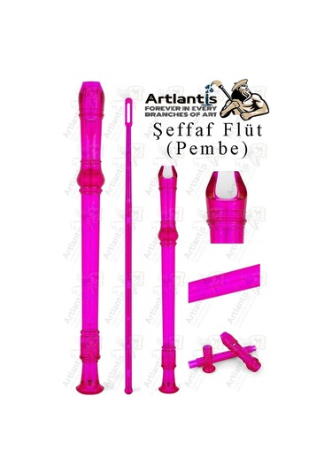 Şeffaf Flüt Blok 1 Adet Renkli Blok Fülüt Şeffaf Abs Plastik 3 Parça Kaliteli Net Ve Yüksek Ses Kalitesi Fülüt Pembe